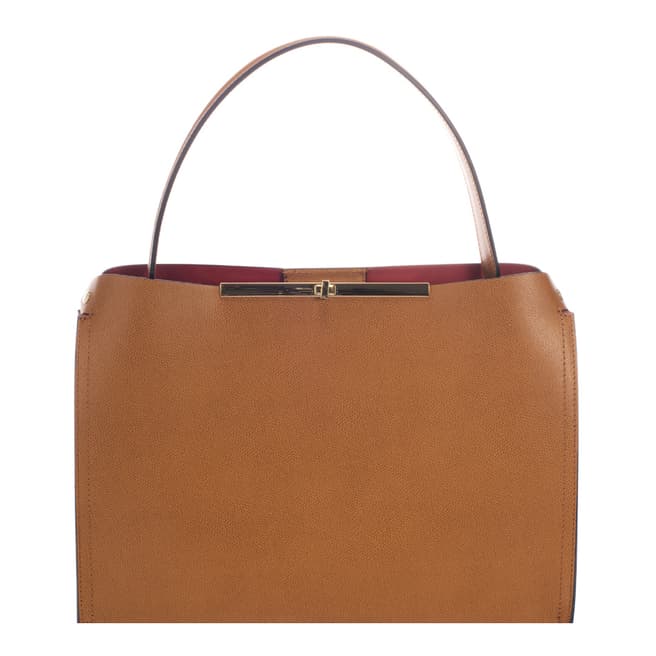 Lisa Minardi Cognac Leather Top Handle Bag