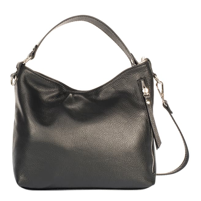 Giulia Massari Black Leather Shoulder Bag
