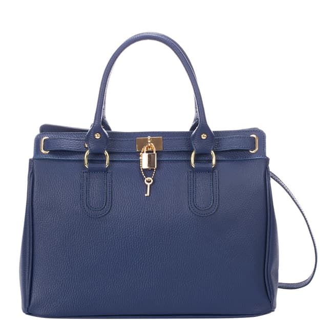 Giorgio Costa Blue Leather Top Handle Bag