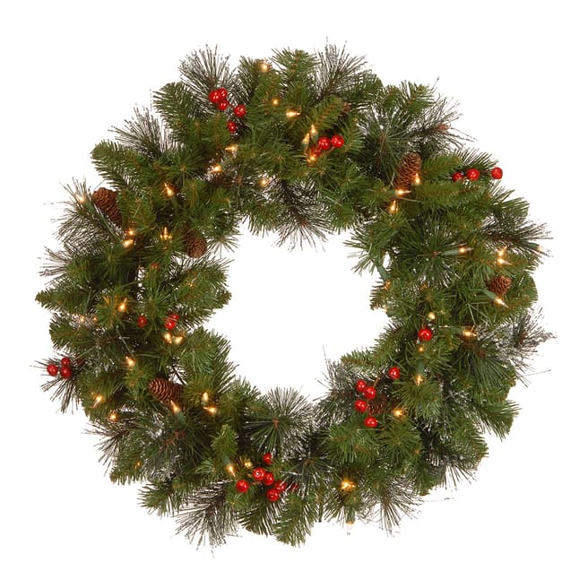 The National Tree Company Crestwood 24inch Wreath with LED Lights