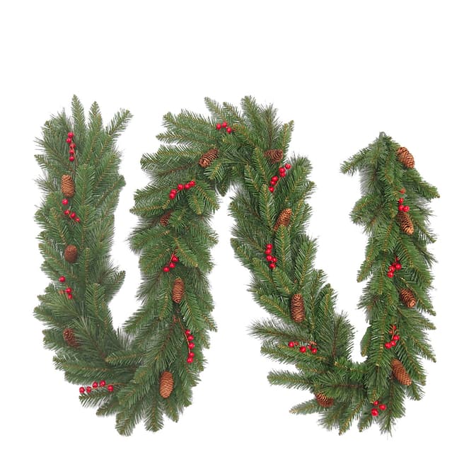 The National Tree Company Pine Cones & Red Berries 9ft x12icnh Garland