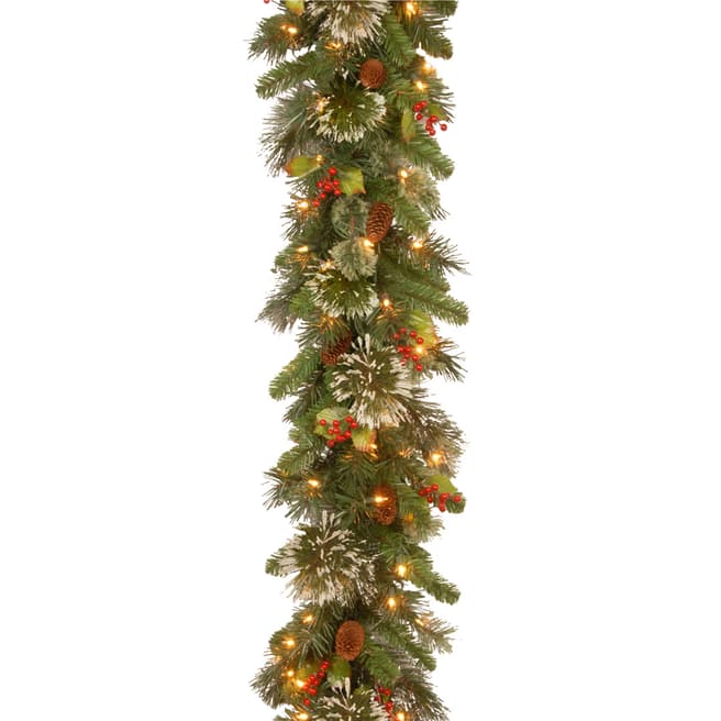 The National Tree Company Wintry Pine 9ft Garland With Lights