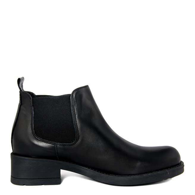 Pelledoca Black Vintage Effect Leather Ankle Boot