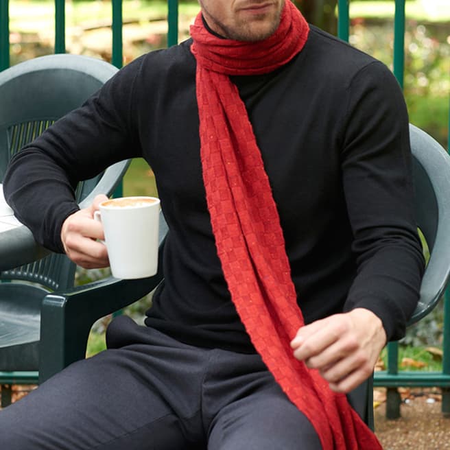 Mr Quintessential Wisp – Luxury basket weave cashmere scarf - Russet