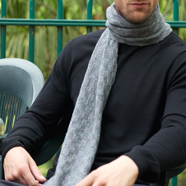 Mr Quintessential Wisp – Luxury basket weave cashmere scarf - Heather grey