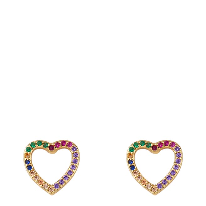 Arcoris Jewellery 18K Gold Plated Emerald Cut Rainbow Circle Earrings