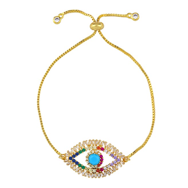 Arcoris Jewellery 18K Gold Plated Evil Eye Pav'e Bracelet