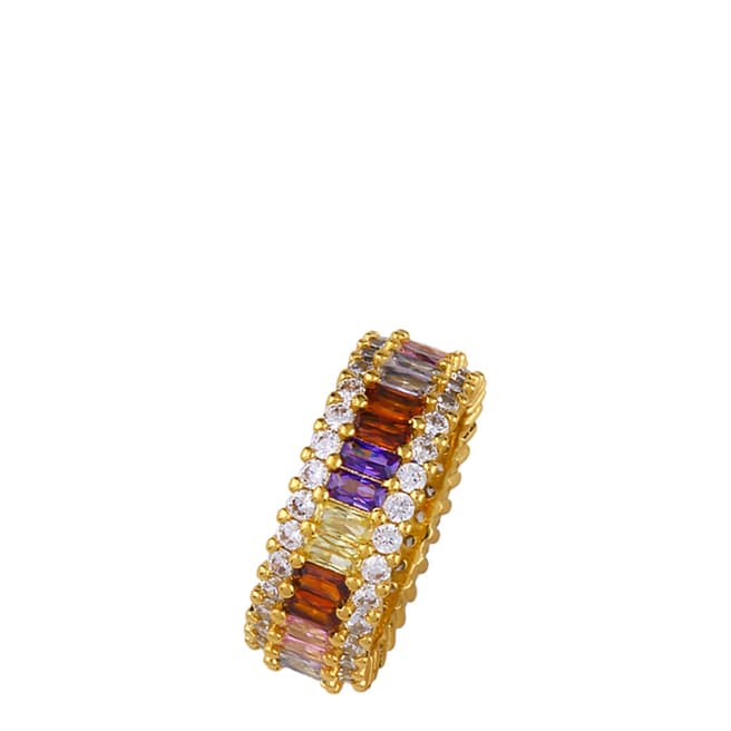 Arcoris Jewellery 18K Gold Plated Emerald Cut Rainbow Ring