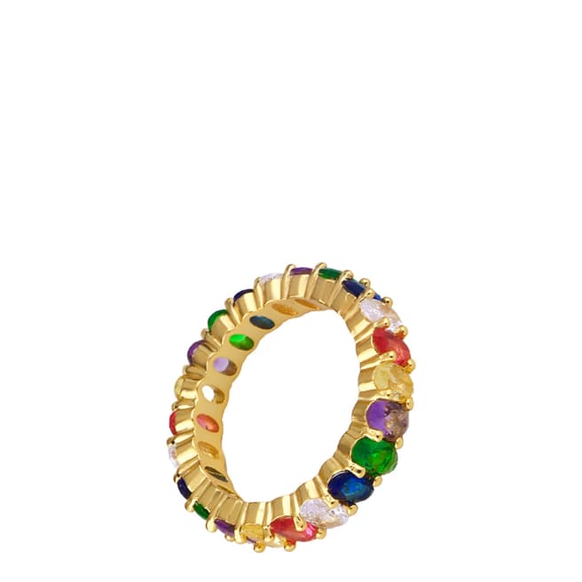 Arcoris Jewellery 18K Gold Plated Rainbow Baguette Cut Ring