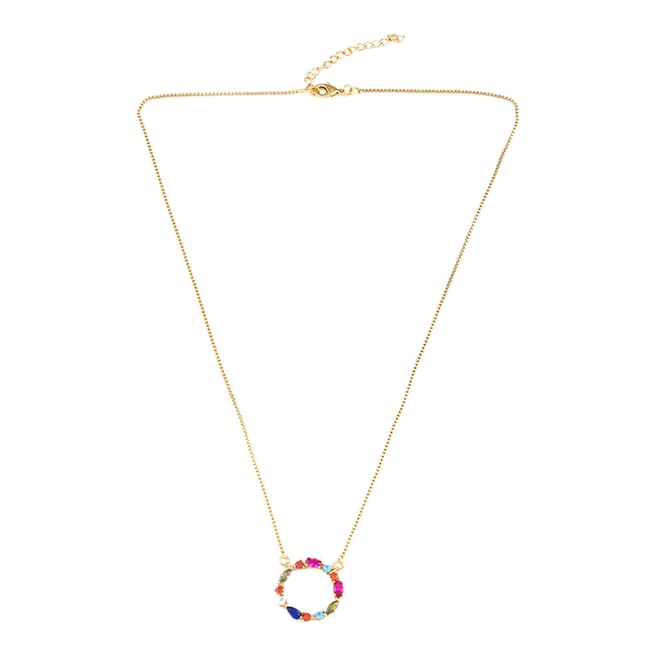 Arcoris Jewellery 18K Gold Plated Rainbow Classic Circle Necklace