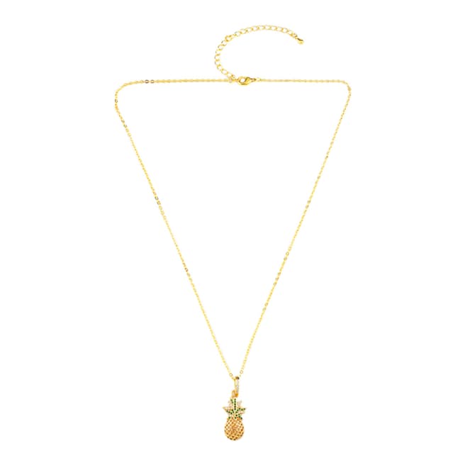 Arcoris Jewellery 18K Gold Plated Pav'e Tropical Pineapple Necklace