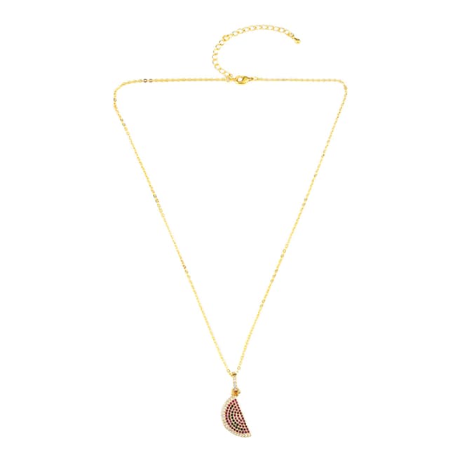 Arcoris Jewellery 18K Gold Plated Rainbow Pav'e Watermelon Necklace