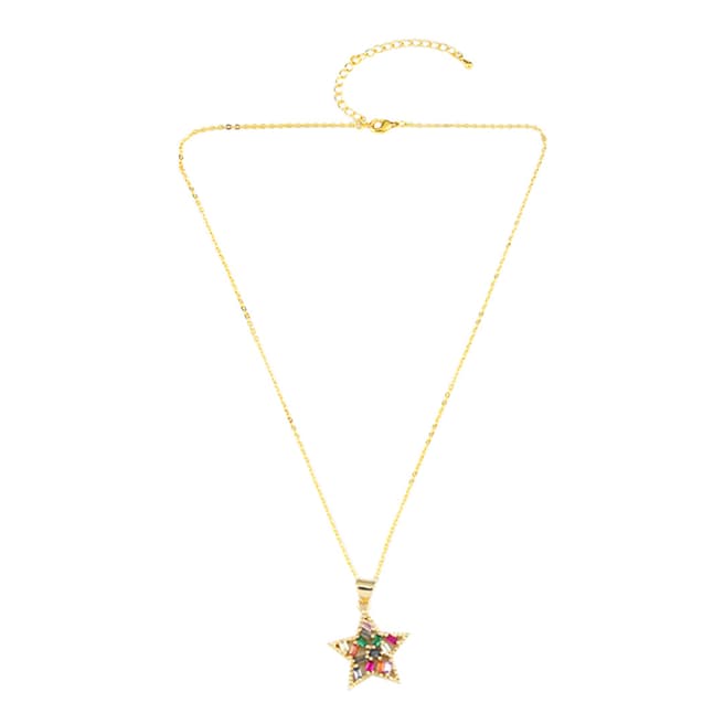 Arcoris Jewellery 18K Gold Plated Abstract Rainbow Star Necklace