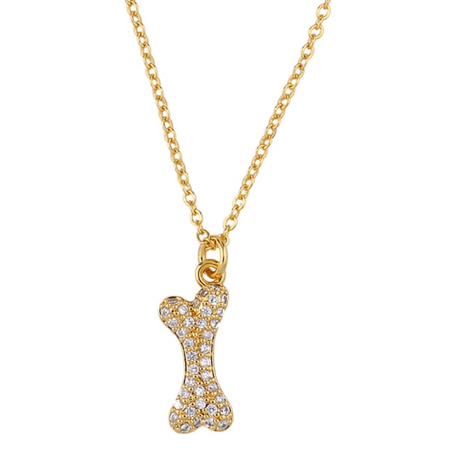 Arcoris Jewellery 18K Gold Plated Pav'e Puppy Bone Necklace