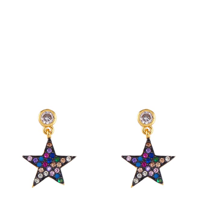 Arcoris Jewellery 18K Gold Plated Blue Star Drop Earrings