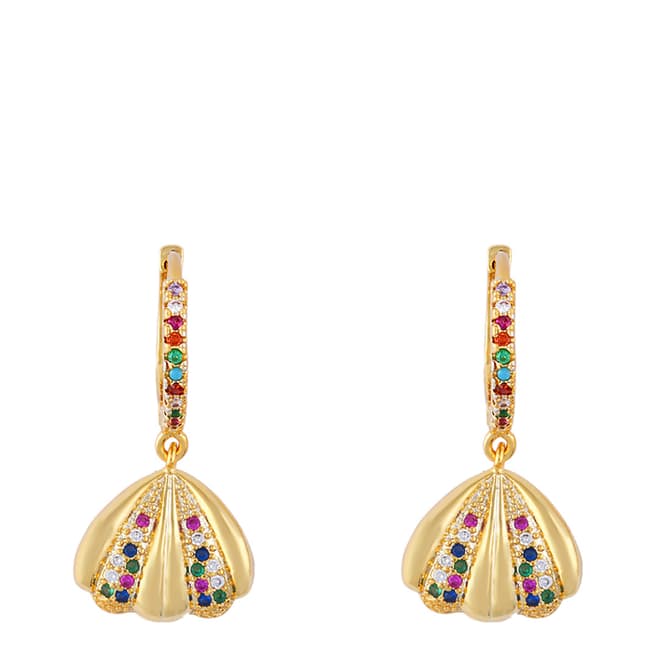 Arcoris Jewellery 18K Gold Plated Rainbow Pav'e Starfish Drop Earrings