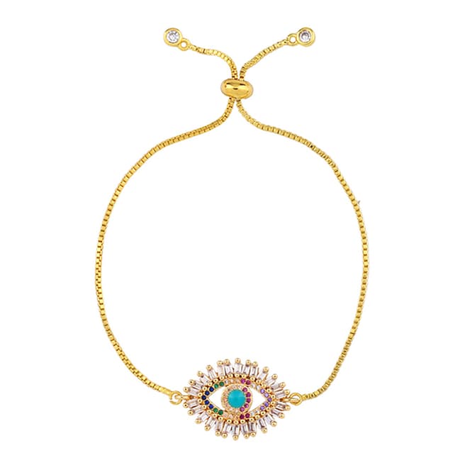 Arcoris Jewellery 18K Gold Plated Evil Eye Bolo Bracelet