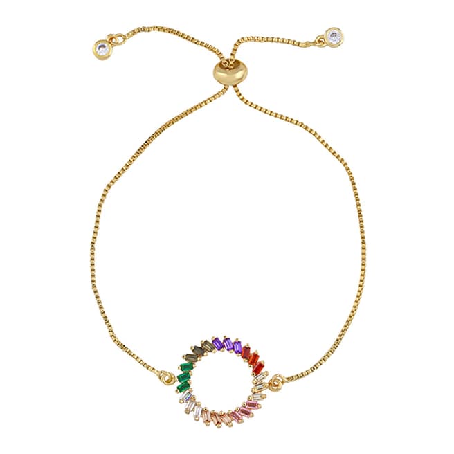 Arcoris Jewellery 18K Gold Plated Curved Rainbow Circle Bracelet