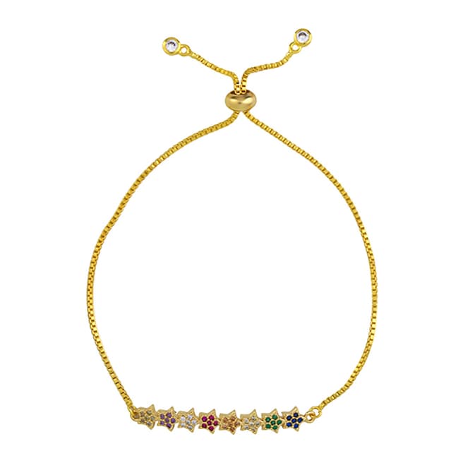 Arcoris Jewellery 18K Gold Plated Rainbow Abstract Bar Bracelet