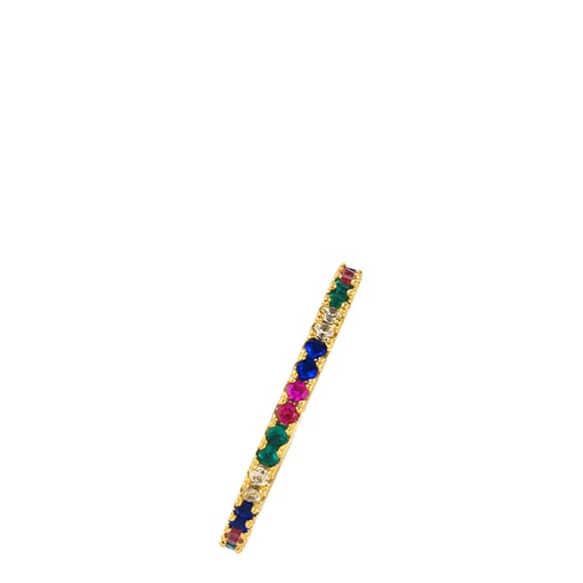 Arcoris Jewellery 18K Gold Plated Rainbow Pav'e Classical Ring