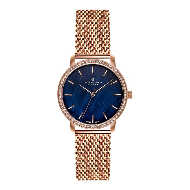 Frederic Graff Women's Rose Monte Leone Rose Gold Mesh Watch with Interchangeable Strap 18 mm