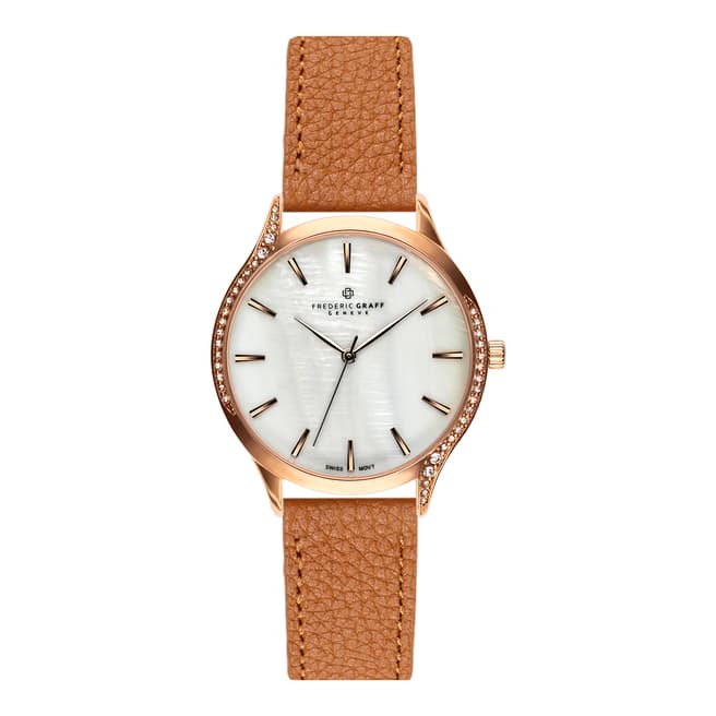 Frederic Graff Women's Rose Clariden Lychee Ginger Brown Leather Watch 18 mm