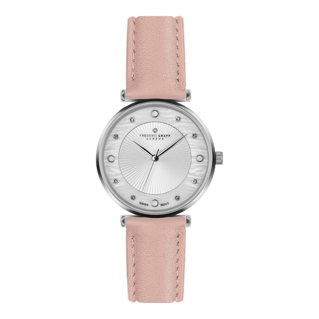 Frederic Graff Women's Silver Jungfrau Lychee Pink Leather Watch 18 mm