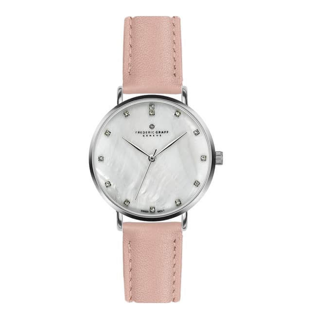Frederic Graff Women's Silver La Singla Lychee Pink Leather Watch 18 mm