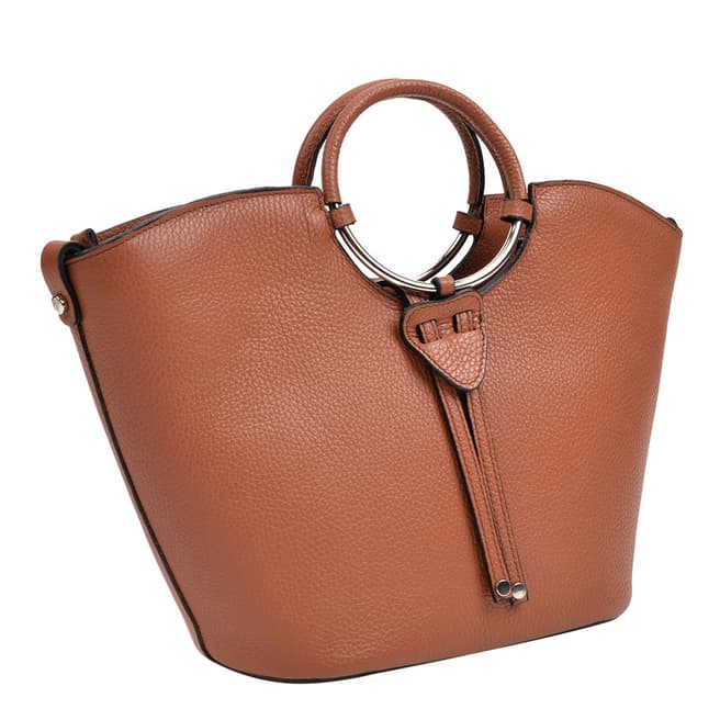 Anna Luchini Cognac Leather Top Handle Bag