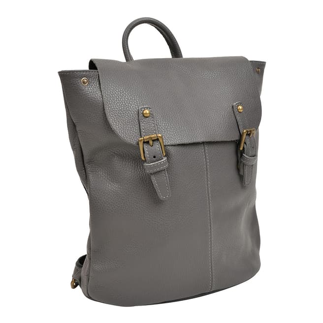 Roberta M Grey Leather Backpack