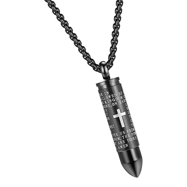Stephen Oliver Black Plated Bullet Spiritual Necklace