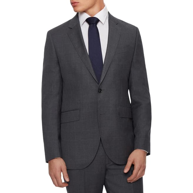 Hackett London Grey Windowpane Regular Fit Wool Jacket
