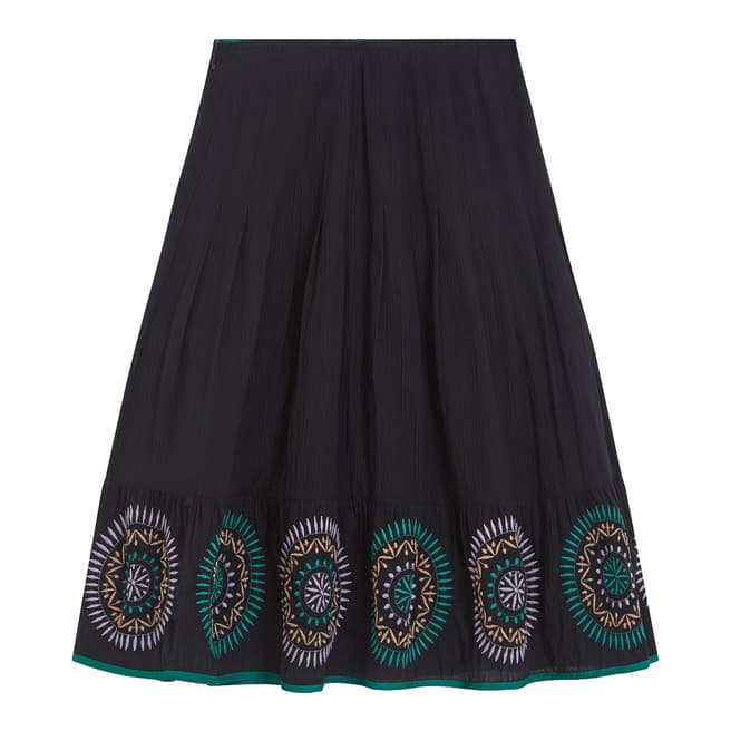 Brora Anthracite Embroidered Cotton Skirt