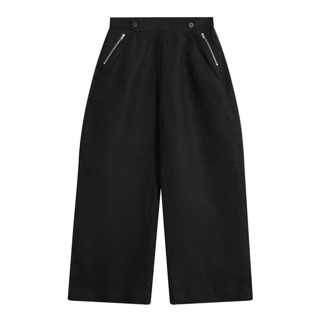 Brora Summer Black Textured Linen Utility Trousers