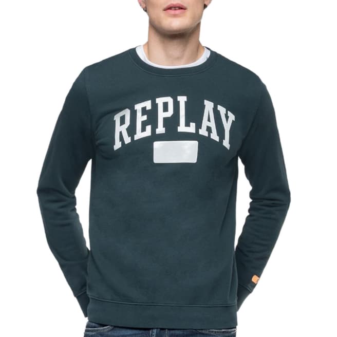 Replay Dark Green Large Logo Sweatshirt