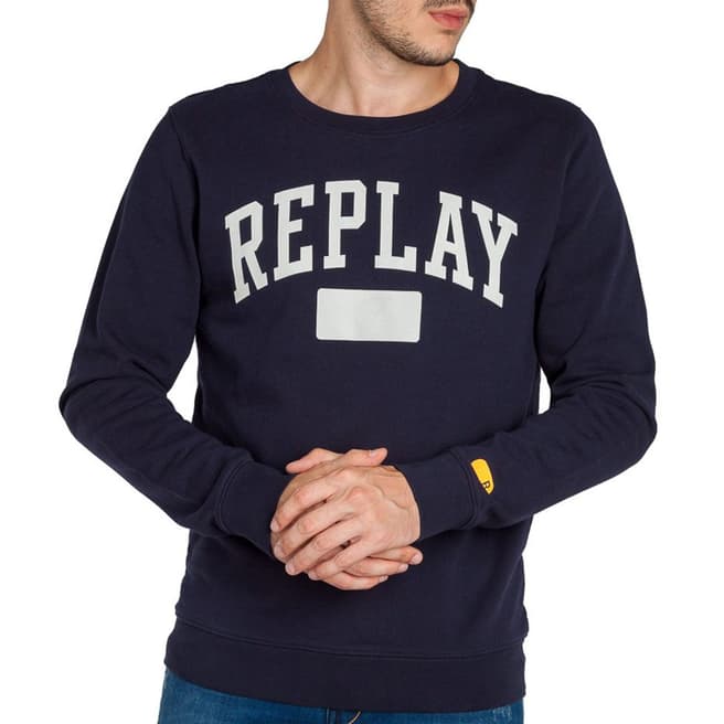 Replay Dark Blue Large Logo Sweatshirt