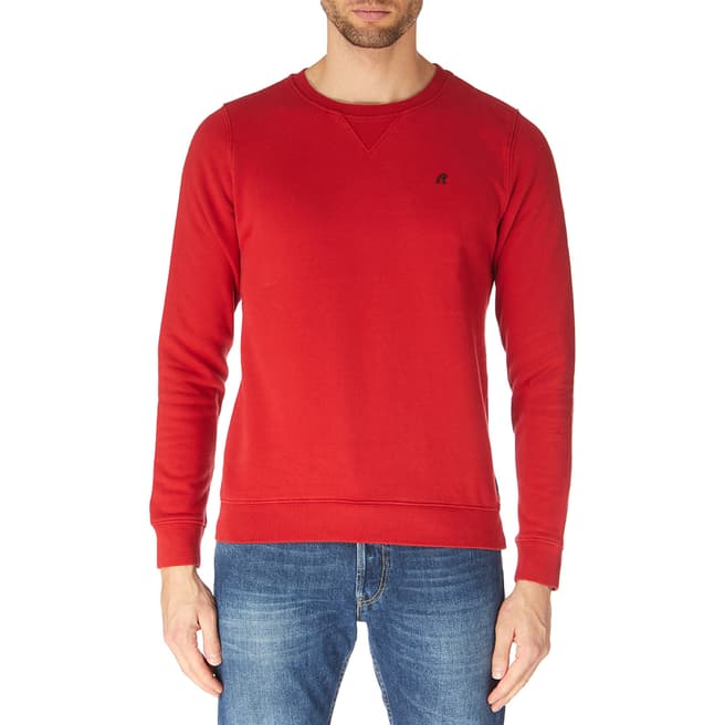 Replay Red Embroidered Logo Sweatshirt