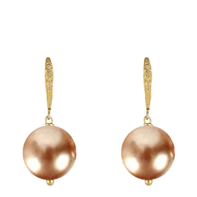 Chloe Collection by Liv Oliver Champagne Pearl Drop Earrings
