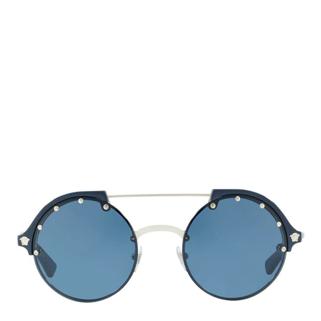 Versace Women's Silver/Blue Versace Sunglasses 53mm
