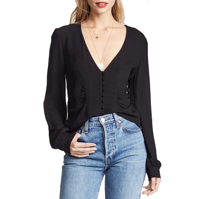 Free People Black Relaxed Masie Top 
