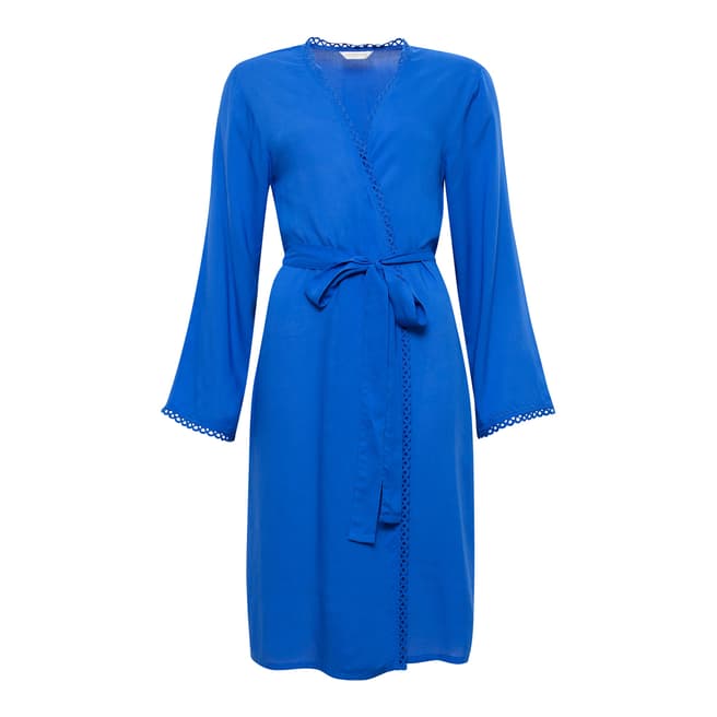 Cyberjammies Mia Woven Long Sleeve Royal Blue Solid Modal Short Robe