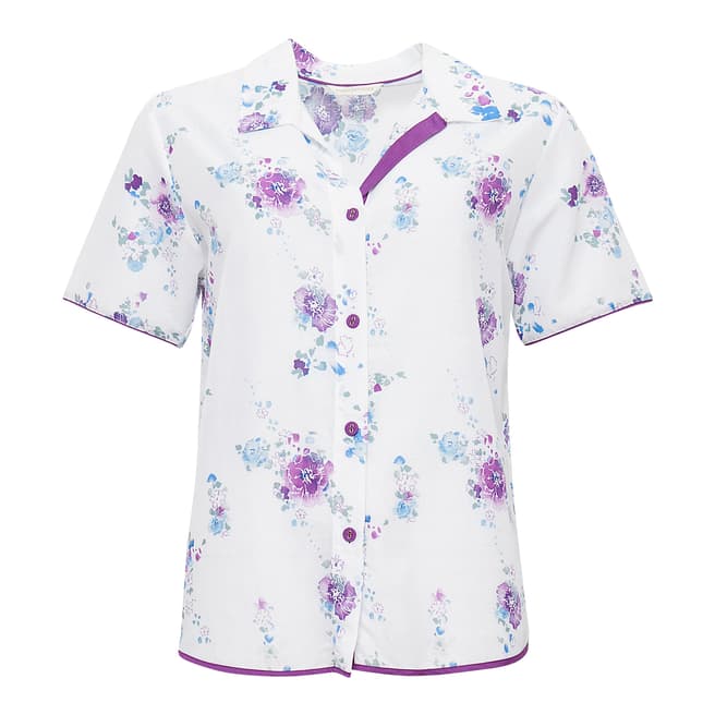 Cyberjammies Andrea Woven Short Sleeve Floral Print Pyjama Top
