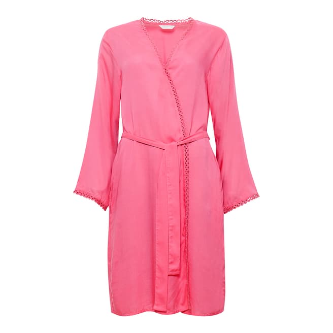 Cyberjammies Pippa Woven Long Sleeve Pink Solid Modal Short Robe