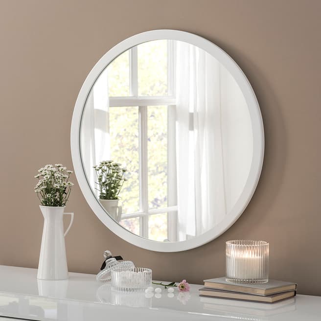 Yearn White Classic Circle Mirror 70cm