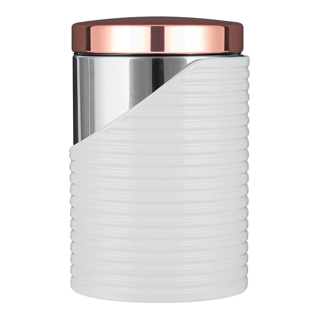 Tower Set of 3 White & Rose Gold Linear Canisters