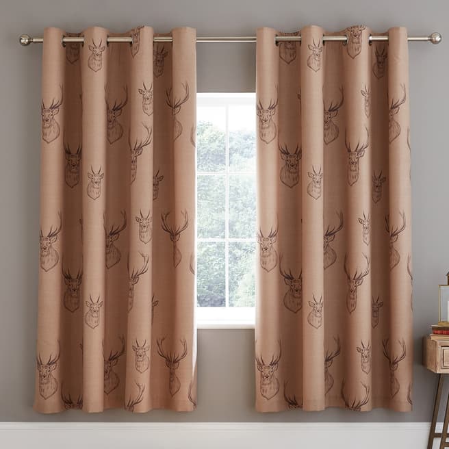 Catherine Lansfield Stag 168x183cm Eyelet Curtains
