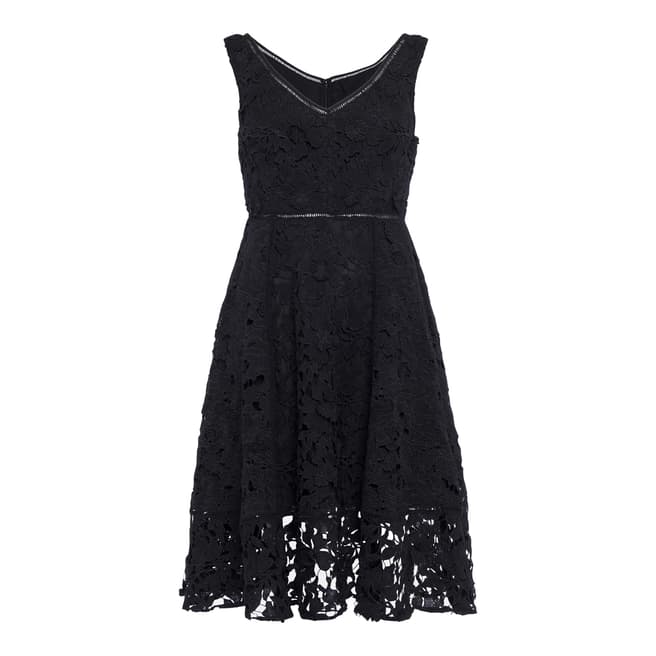 French Connection Black Blossom Lace Bardot Dress