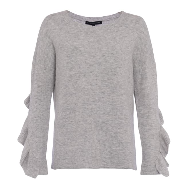 French Connection Grey Emilde Frill Wool Blend Jumper
