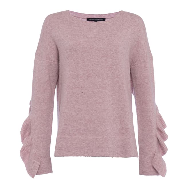French Connection Pink Emilde Frill Wool Blend Jumper