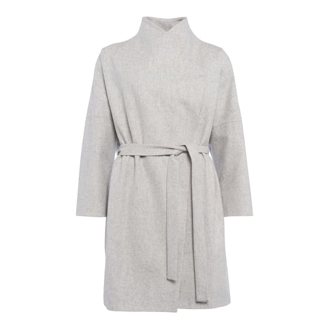 French Connection Grey Cashmere & Wool Blend Wrap Coat